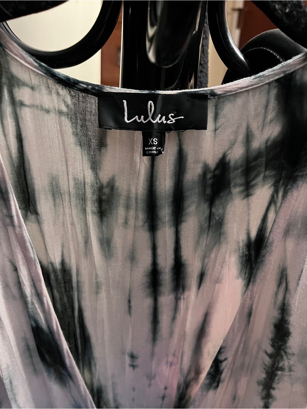Lulu's Black & Cream Tie-Dye Wrap Maxi Dress - Picture 5 of 7